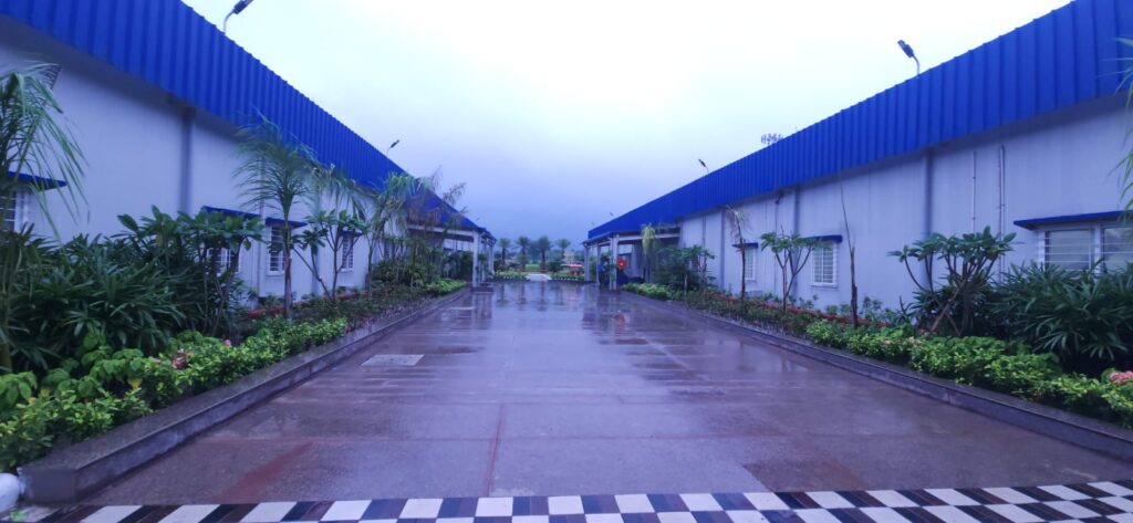 symmetrical road landscaping in commercial outdoor space